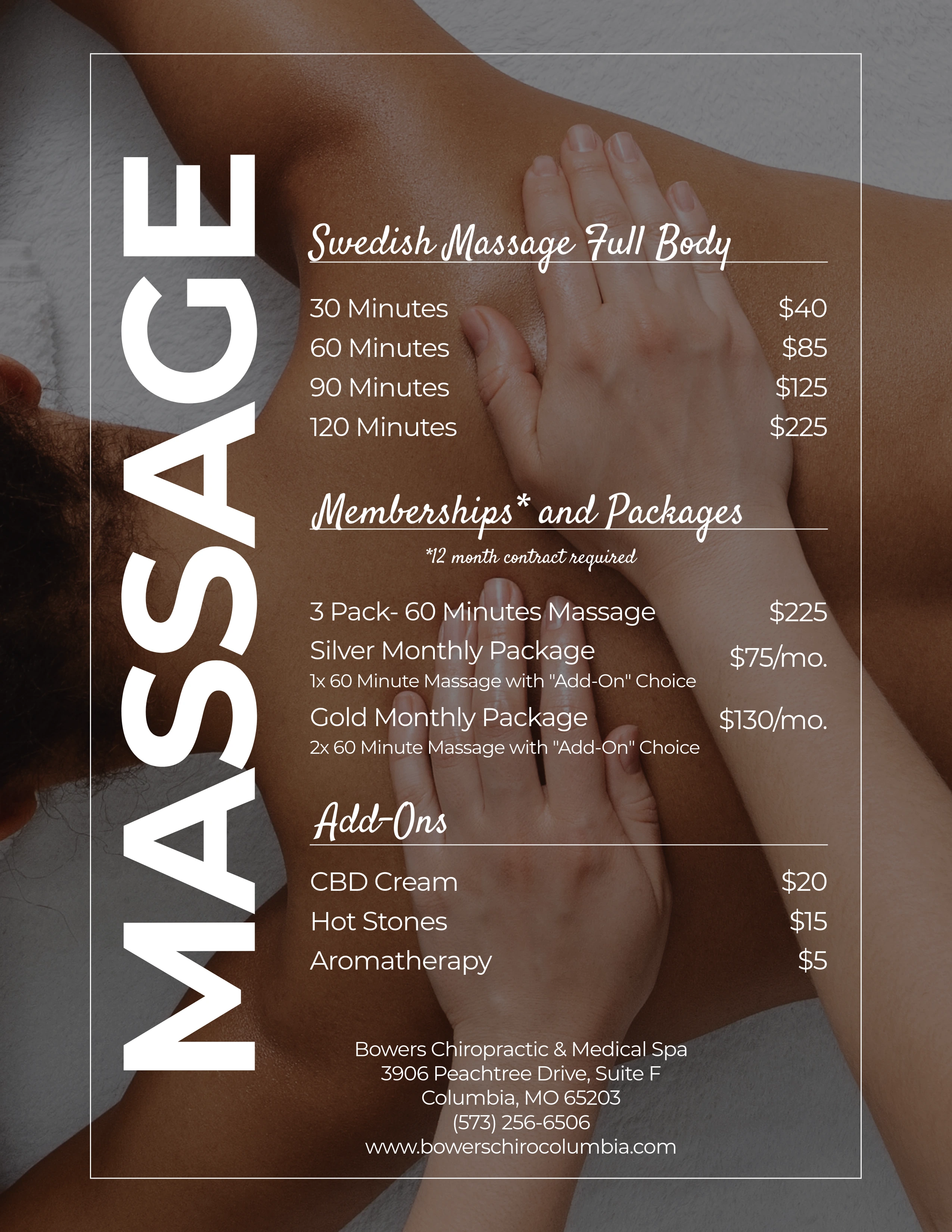 Swedish massage therapy session at Bowers Chiropractic