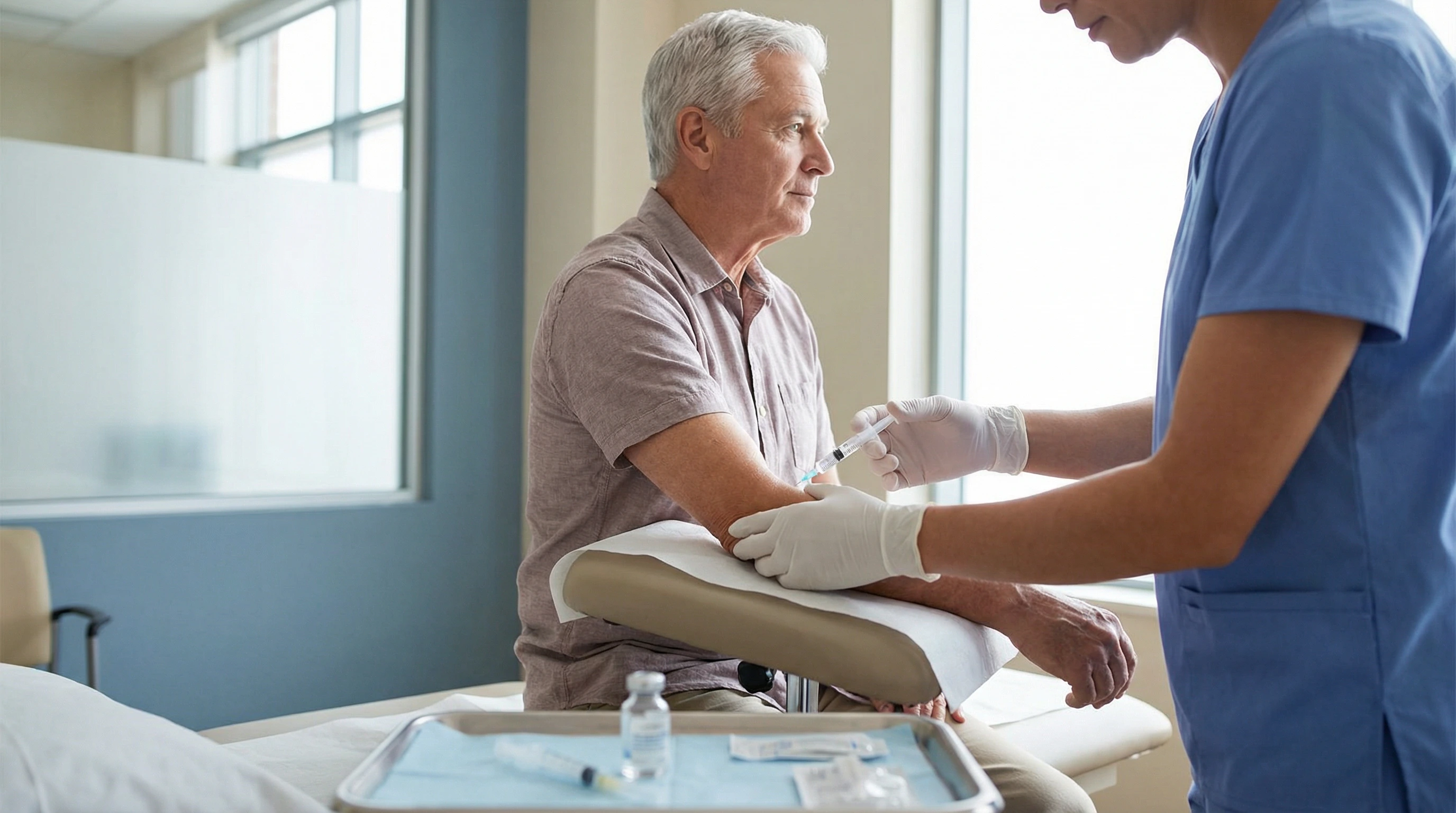 Patient receiving PRP injection from nurse at NM Stem Cell clinic