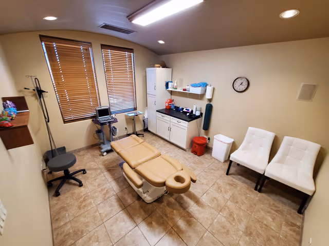 NM Stem Cell treatment room with examination chair and ultrasound