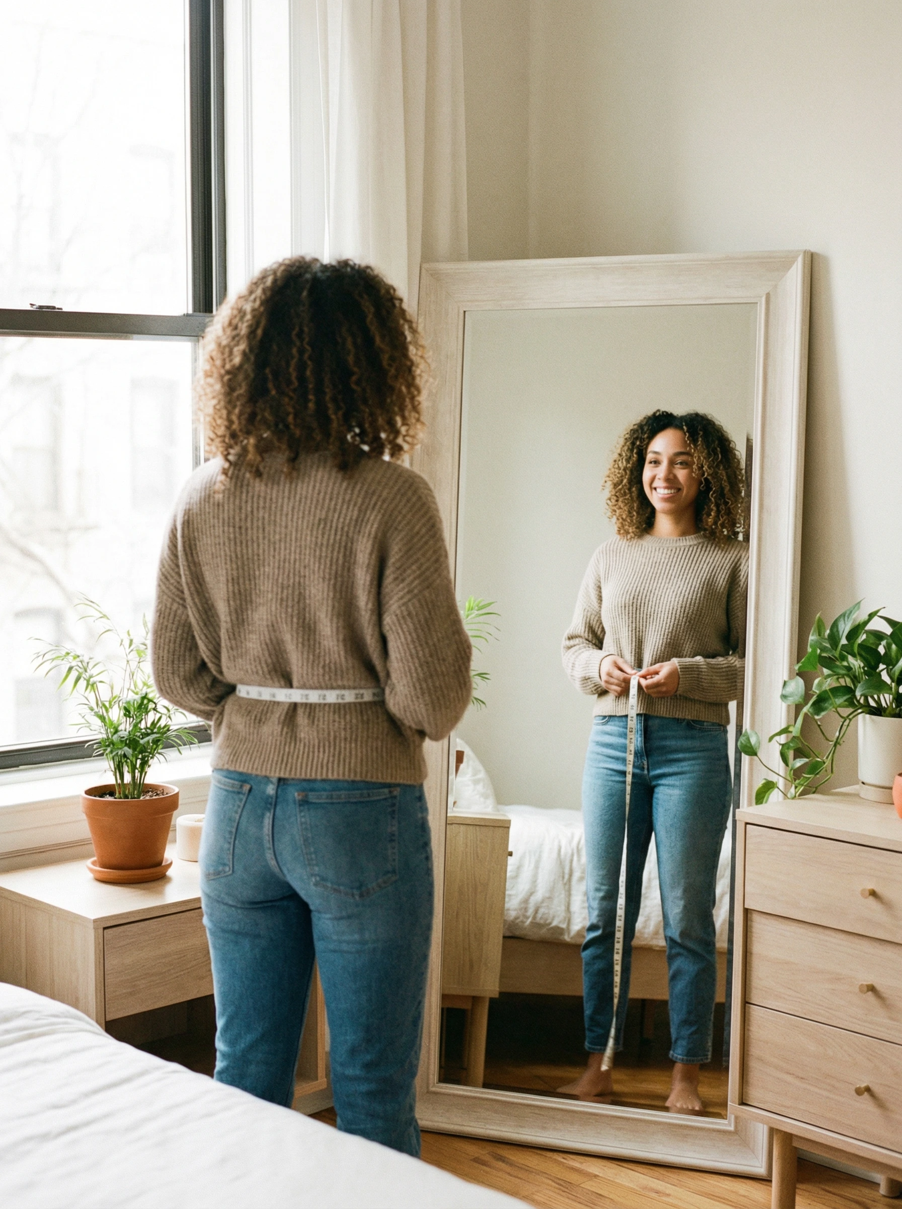 Patient measuring progress during weight loss program at NM Stem Cell