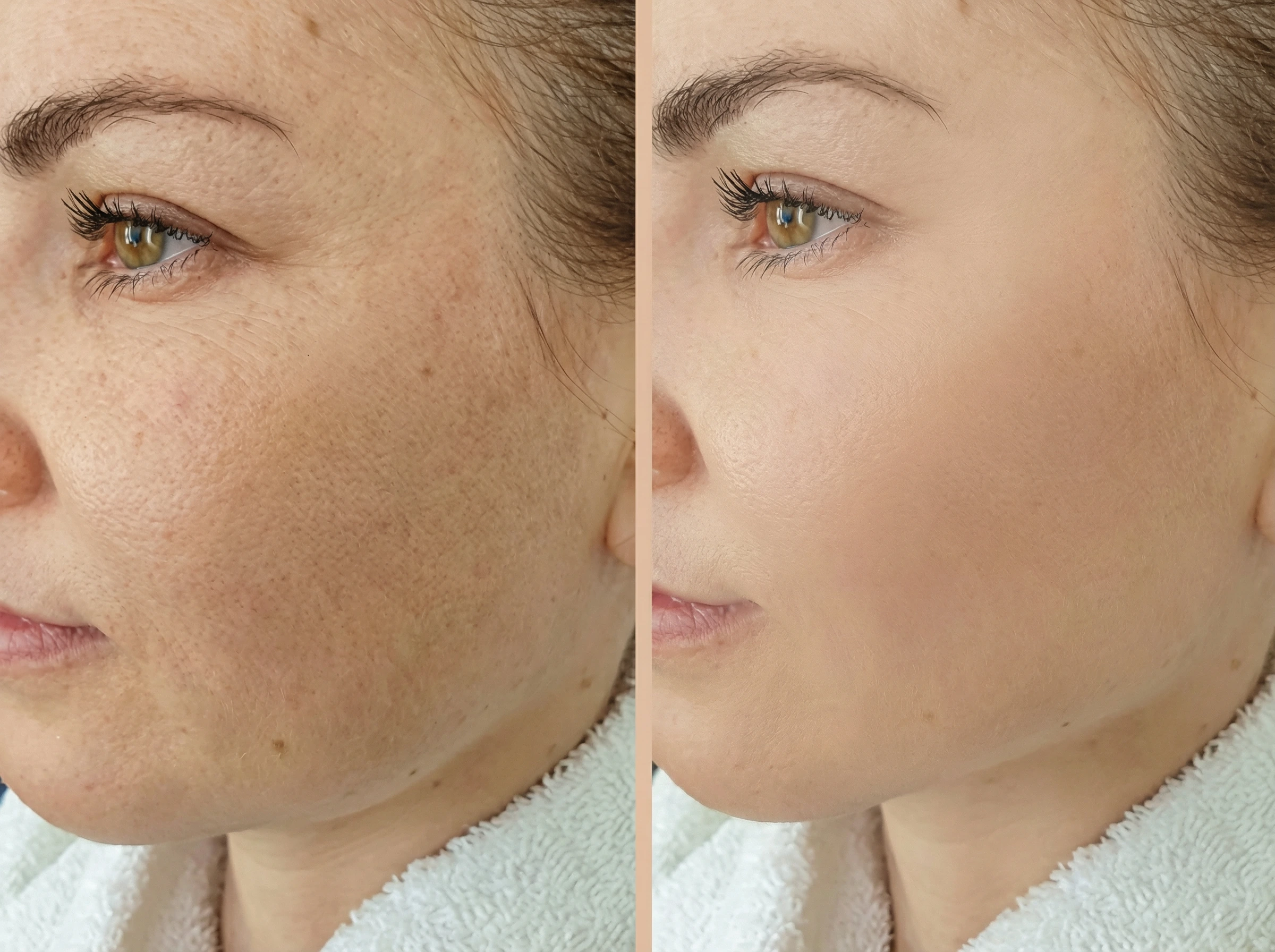 PRP facial treatment before and after results showing improved skin texture and tone
